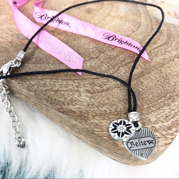 Brighton Jewelry - Brighton Small Charm Black Cord Necklace "Believe"